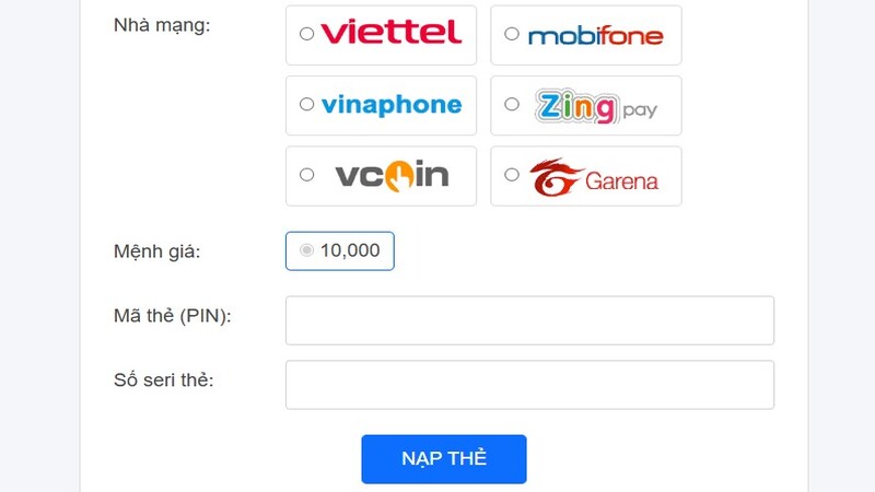 Nạp rút Wstar77 - Hướng dẫn giao dịch an toàn và nhanh chóng 2 Sử dụng thẻ cào trên kênh nạp rút Wstar77 để gửi tiền vào tài khoản