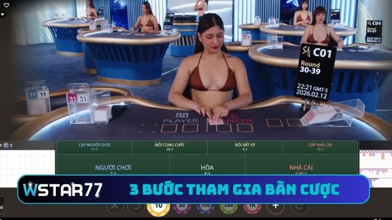 Hướng Dẫn Chơi Live Casino MAX Speed Baccarat Tại Wstar77 4 3 bước tham gia bàn cược baccarat chính thức
