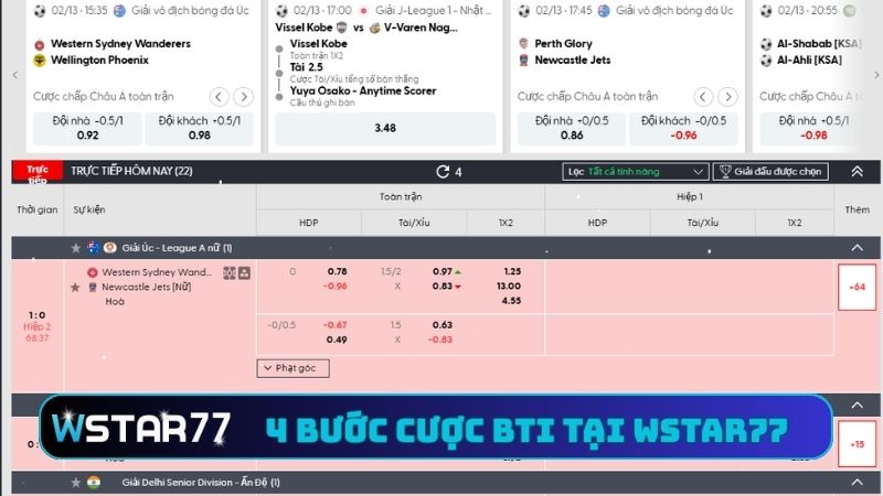 Hướng Dẫn Cược BTI Tại Wstar77 - Tay Cược Thắng Cực Đậm 2 4 bước trong hướng dẫn cược BTI tại Wstar77