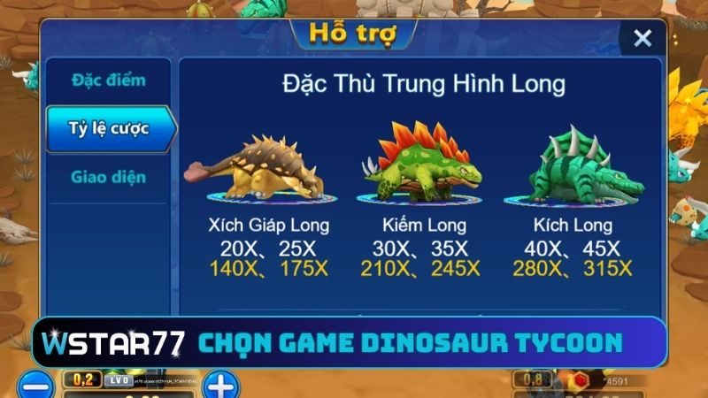 Hướng Dẫn Chơi Dinosaur Tycoon Tại Wstar77 Cực Hấp Dẫn 4 Lựa chọn game Dinosaur Tycoon để giải trí