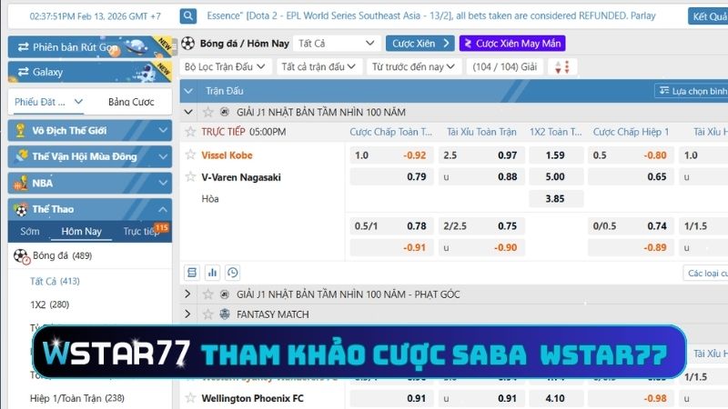Hướng Dẫn Cược SABA Tại Wstar77 - Xem Tỷ Lệ Kèo Và Đặt Tiền 2 Tham khảo hướng dẫn cược SABA tại Wstar77